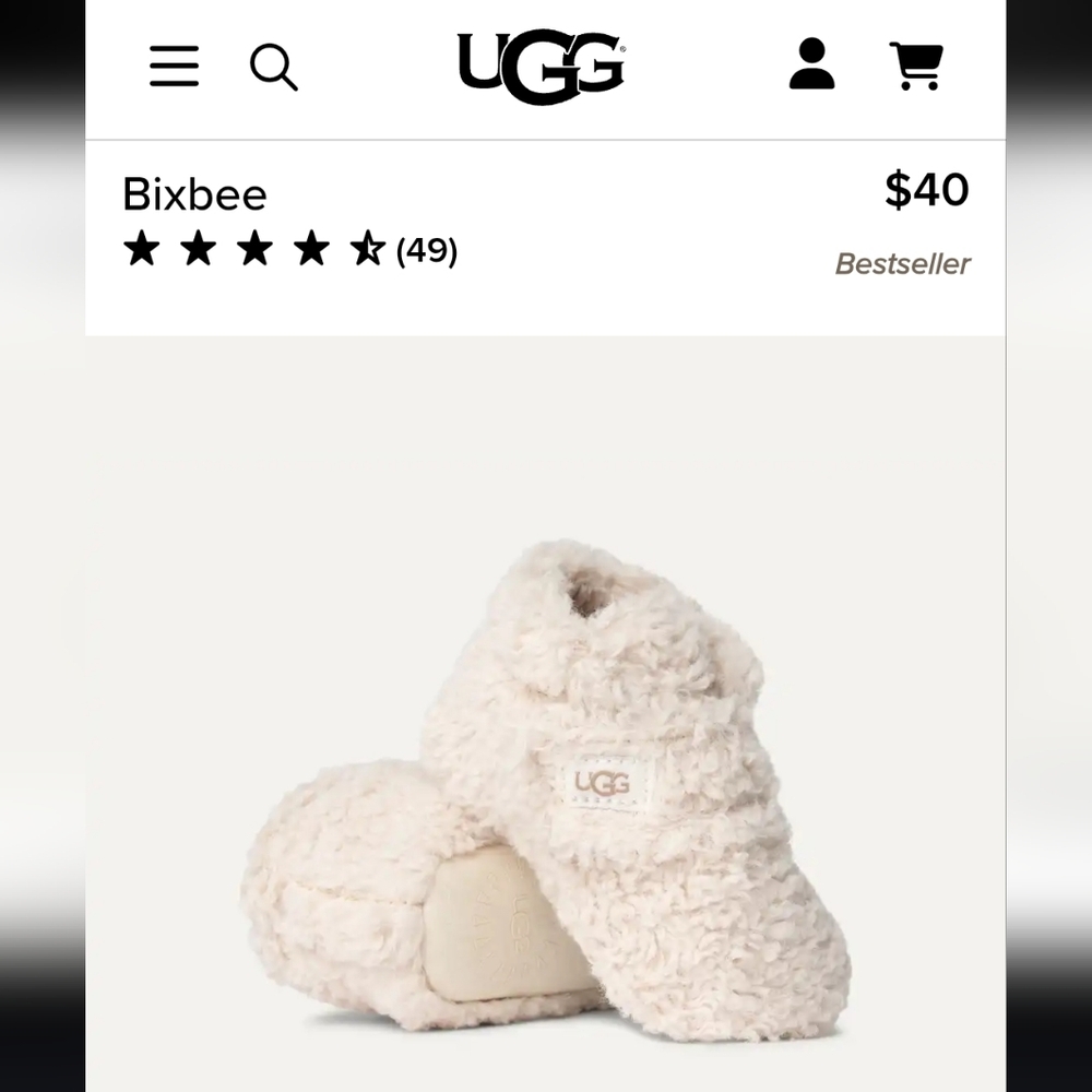 UGG Bixbee Baby Walker Shoes in Soft Cream Baby Size 2